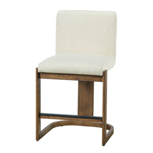 English Elm Modern Linen Upholstered Counter Stools Set of 2 with Rubberwood Legs for Kitchen Island Beige,Walnut N762P395711D