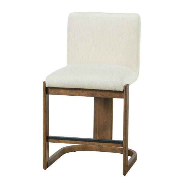 English Elm Modern Linen Upholstered Counter Stools Set of 2 with Rubberwood Legs for Kitchen Island Beige,Walnut N762P395711D