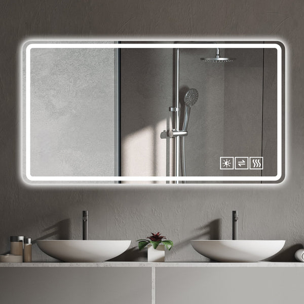 English Elm 48*32 Anti-Fog LED Bathroom Mirror with Explosion-Proof Glass, 3-Color Touch Dimmable Lighted Vanity W2709P179149