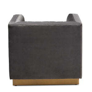 Baxton Studio Baxton Studio Aveline Luxe Grey Velvet Armchair with Gold Base - Glamorous Comfort for Your Home TSF-BAX66111-Grey/Gold-CC
