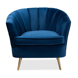 Baxton Studio Baxton Studio Emeline Accent Chair - Luxe Navy Velvet with Gold Legs for Glamorous Living Spaces TSF-66161-Navy/Gold-CC