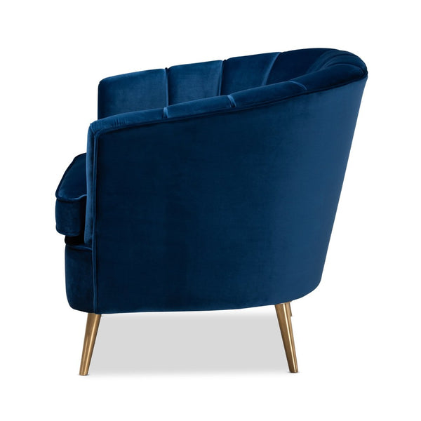 Baxton Studio Baxton Studio Emeline Accent Chair - Luxe Navy Velvet with Gold Legs for Glamorous Living Spaces TSF-66161-Navy/Gold-CC