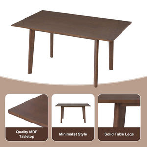 English Elm 7-piece Rectangular Rubberwood Dining Set with Six Linen Upholstered Stackable Chairs Dark Walnut N752S000018D