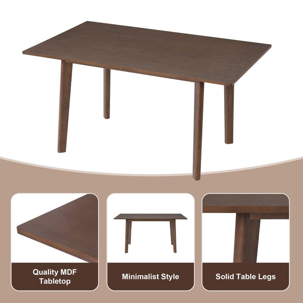 English Elm 7-piece Rectangular Rubberwood Dining Set with Six Linen Upholstered Stackable Chairs Dark Walnut N752S000018D
