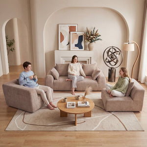English Elm Oversized Velvet Cloud Sectional with Memory Foam Cushioning and L-shape Chaise Lounge Beige W3728S00013