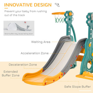 English Elm Qaba Toddler 3 in 1 Playset with Swing Slide Climber and Basketball Hoop W2225P217344