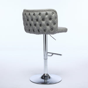 English Elm A&A Modern Swivel Barstools Set Of 2, Adjustable Height With Chrome Base, Ergonomic Gray Pu Leather W1143P193493