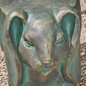 English Elm Christopher Knight Home® - 13inch Rabbit Garden Stool Vintage Antique Green Lightweight Concrete, Gold Patina, Weatherproof Accent Table N765P285189G