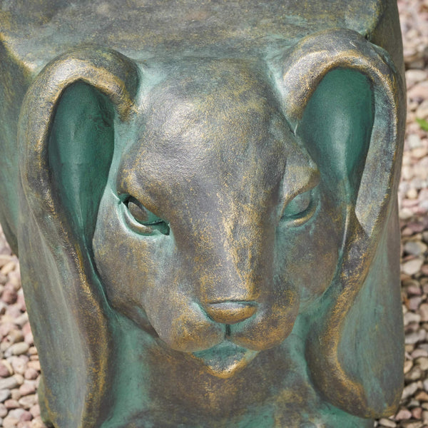 English Elm Christopher Knight Home® - 13inch Rabbit Garden Stool Vintage Antique Green Lightweight Concrete, Gold Patina, Weatherproof Accent Table N765P285189G