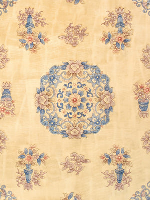 Pasargad Art Deco Hand-knotted Ivory Wool Area Rug - Stylish 8'10" X 11'10" Statement Piece For Home   97895 9x12