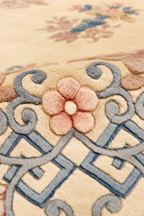 Pasargad Art Deco Hand-knotted Ivory Wool Area Rug - Stylish 8'10" X 11'10" Statement Piece For Home   97895 9x12