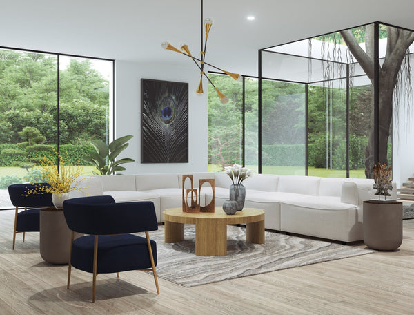 Sunpan Maestro Lounge Chair - Contemporary Curved Design with Antique Brass Legs for Luxurious Comfort Danny Navy