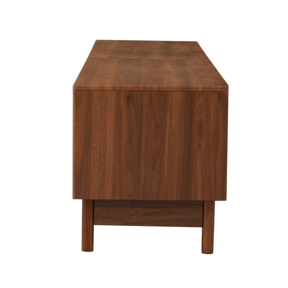 English Elm 78inch TV Stand Walnut for up to 85" TVs — Fluted Glass Drawers, Cable Management, Solid-Wood Legs PMID N710P362197P