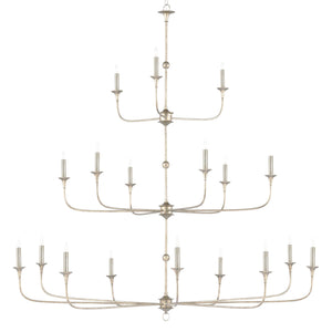Currey & Company Nottaway Grande Champagne Chandelier - Elegant High Ceiling Fixture With Adjustable Length & Style Silver Wrought Iron 9000-1314-currey-company
