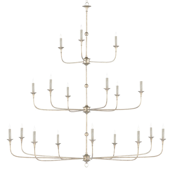 Currey & Company Nottaway Grande Champagne Chandelier - Elegant High Ceiling Fixture With Adjustable Length & Style Silver Wrought Iron 9000-1314-currey-company