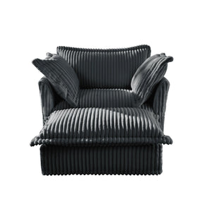 English Elm Upholstered Slipcovered Armchair Set With Wide Ottoman – Cozy Gray Corduroy For Living Room Comfort W3041S00213-GIGA