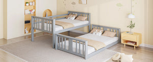 English Elm Twin Over Kids Bunk Bed with Slide Ladder Pine Frame White Finish LT000108AAE-1