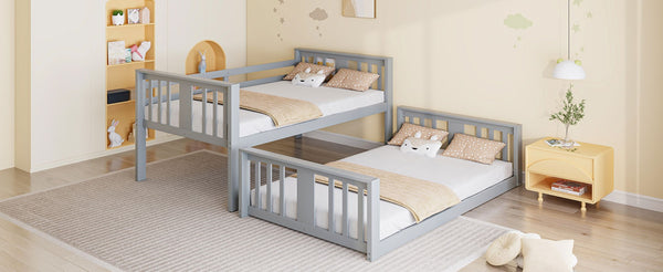 English Elm Twin Over Kids Bunk Bed with Slide Ladder Pine Frame White Finish LT000108AAE-1