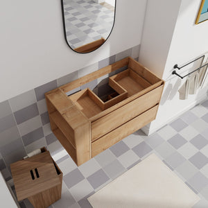 English Elm 36" Wall Mounting Bathroom Vanity with Soft-Close 2/3 Drawers, Adjustable Side Shelf, Water-Resistant Finish W999P168519