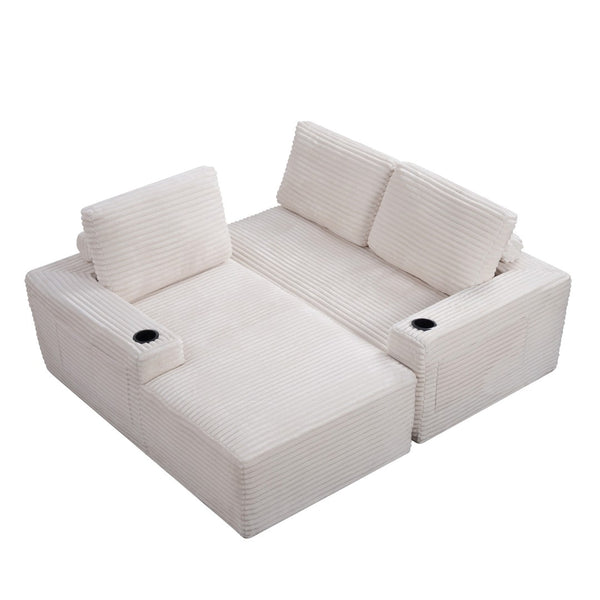 English Elm 104 Inch Corduroy Modular Cloud Sofa Deep Seat L Shaped Chaise Living Room Couch W5515S00022
