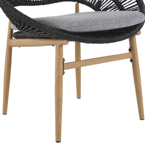English Elm Christopher Knight Home® - Cyril Handwoven Outdoor Wicker Papasan Dining Chair Set of 2 with Water‑Resistant Cushions, UV‑Safe Dark Gray,Teak N775P271975G