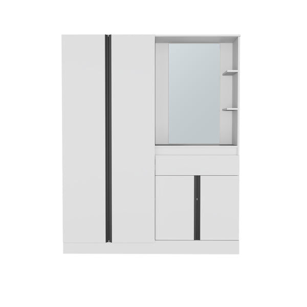 English Elm Kamelot Armoire with Double Doors and Shelves, Spacious Hanging Rod, Clean Kronos Finish, Sturdy White 77.17 L x 24.41 W x 5.12 H B070S00375