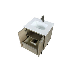English Elm Rustic Acacia Bath Vanity 24" W With White Quartz Top & Gun Metal Faucet – Stylish Storage Solution! B2731P259591-GIGA