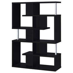 English Elm Copper Modern 5-Shelf Bookshelf in Sleek Black Finish — 63.25" Tall Storage Display Unit for Home Decor B062P331098