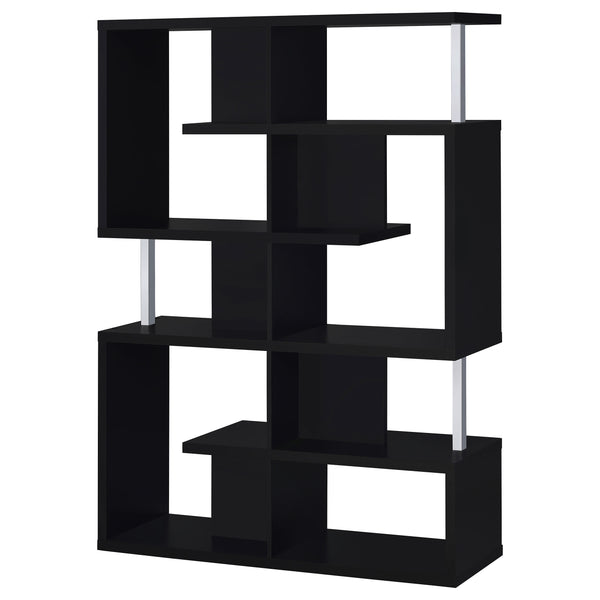 English Elm Copper Modern 5-Shelf Bookshelf in Sleek Black Finish — 63.25" Tall Storage Display Unit for Home Decor B062P331098