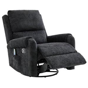 English Elm Manual Recliner Swivel Rocker Massage Chair Chenille Nursery and Living Room Seat Black N763P347287B