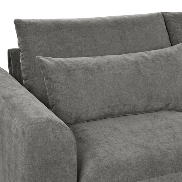 English Elm U_style Modular U-shaped Sectional Sofa Six Seat Linen Fabric with Storage Ottomans Gray WY000491AAE
