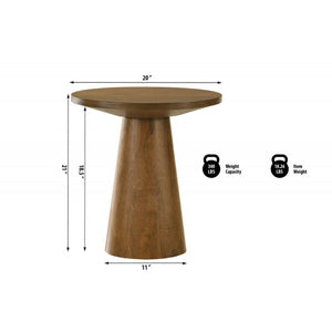 English Elm 20 Sculptural Round Console Table with Beveled Top and Sturdy Pedestal Base for Modern Spaces Walnut 13.5 L x 13.5 W x 22 H B011S01872