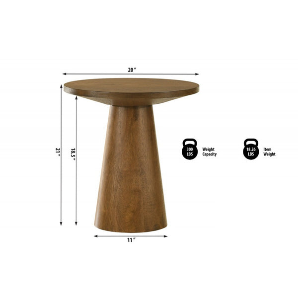 English Elm 20 Sculptural Round Console Table with Beveled Top and Sturdy Pedestal Base for Modern Spaces Walnut 13.5 L x 13.5 W x 22 H B011S01872