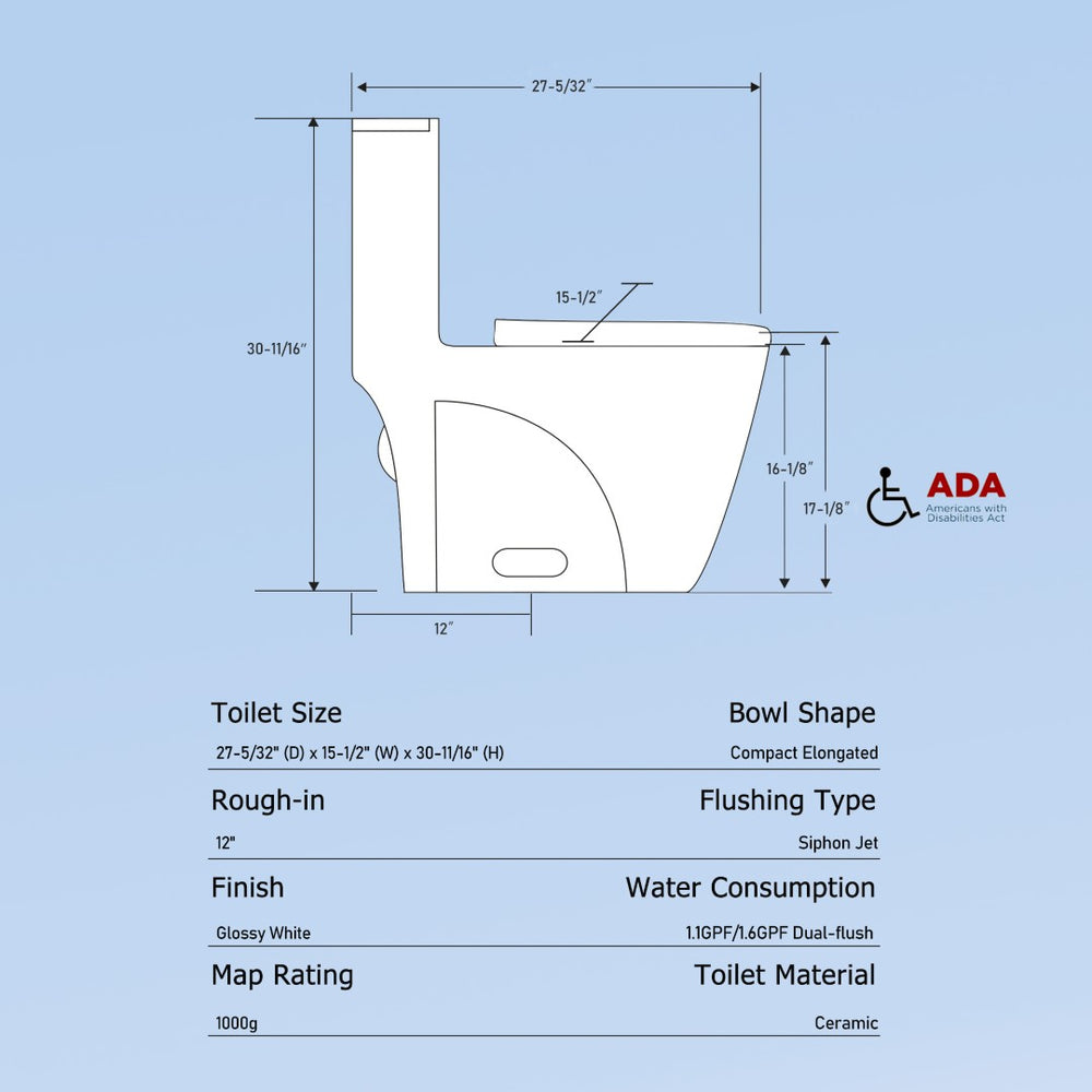 English Elm One-piece Elongated Porcelain Toilet Dual Flush Ada Comfort Height Soft Close Seat W1920P425613
