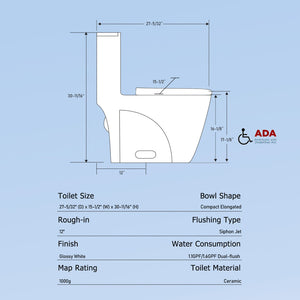 English Elm One-piece Elongated Porcelain Toilet Dual Flush Ada Comfort Height Soft Close Seat W1920P425613