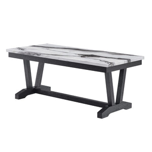 English Elm Paula Faux Marble Top Coffee Table with Sculptural Double Pedestal Base for Living Rooms B201P411479