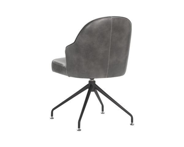 Sunpan Bretta Swivel Dining Chair - Stylish Performance Fabric with Durable Black Iron Base for Modern Spaces Overcast Grey