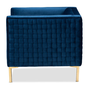 Baxton Studio Baxton Studio Seraphin Glam Velvet Upholstered Accent Chair with Gold Finished Legs for Elegance Navy TSF-6625-Navy/Gold-CC