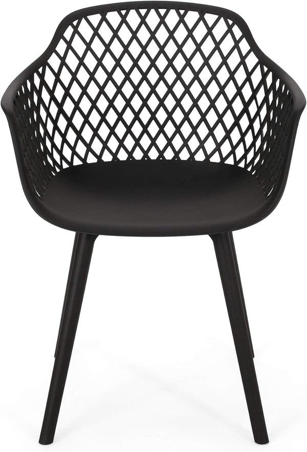 English Elm Christopher Knight Home® - POPPY Weather-Resistant Outdoor Dining Chairs Set of 4 in Black — Durable Polypropylene Mesh Design N776P276728B