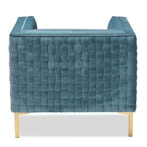 Baxton Studio Baxton Studio Seraphin Glam Velvet Upholstered Accent Chair with Gold Finished Legs for Elegance Light TSF-6625-Light Blue/Gold-CC