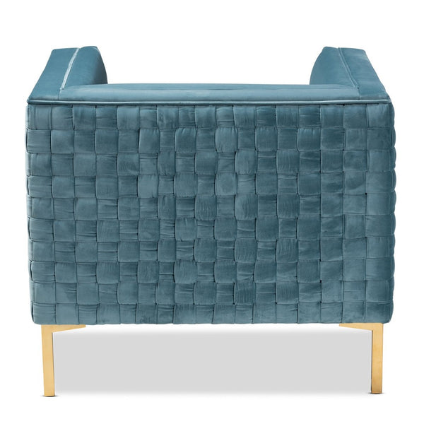 Baxton Studio Baxton Studio Seraphin Glam Velvet Upholstered Accent Chair with Gold Finished Legs for Elegance Light TSF-6625-Light Blue/Gold-CC