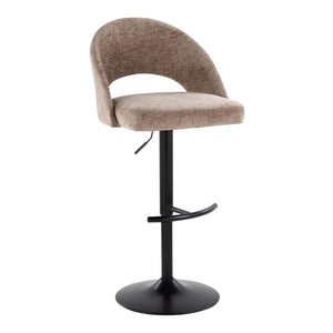 English Elm Adjustable Swivel Barstools Set of 2 Fabric Seat Black Metal Base Kitchen Counter Brown B202S02001