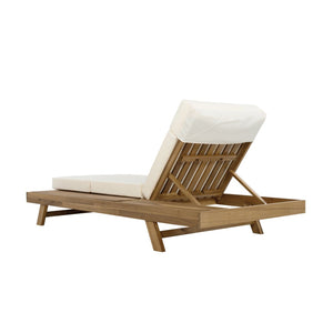 English Elm Lounge Chaise Outdoor Acacia Wood Slatted Frame with Water Resistant Cushion Resort Style Beige,Light Brown N770P442L67B
