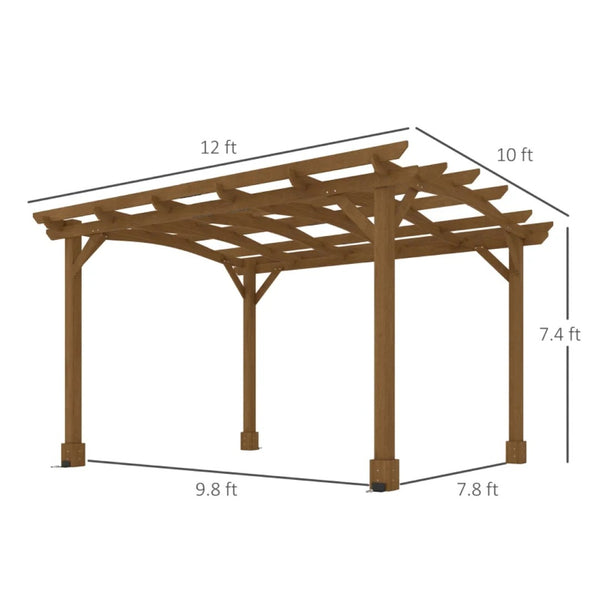 English Elm Arched Fir Wood Outdoor Pergola Garden Trellis for Climbing Vines and Backyard Shade T3971S00170