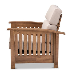 Baxton Studio Baxton Studio Charlotte Lounge Chair - Plush Taupe Fabric, Walnut Brown Frame, Modern Classic Design SW3513-Taupe/Walnut-M17-CC