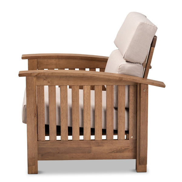 Baxton Studio Baxton Studio Charlotte Lounge Chair - Plush Taupe Fabric, Walnut Brown Frame, Modern Classic Design SW3513-Taupe/Walnut-M17-CC