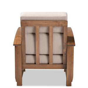 Baxton Studio Baxton Studio Charlotte Lounge Chair - Plush Taupe Fabric, Walnut Brown Frame, Modern Classic Design SW3513-Taupe/Walnut-M17-CC