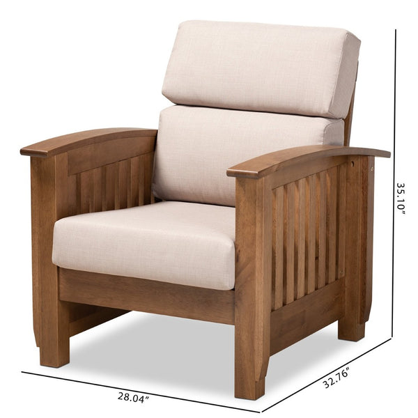 Baxton Studio Baxton Studio Charlotte Lounge Chair - Plush Taupe Fabric, Walnut Brown Frame, Modern Classic Design SW3513-Taupe/Walnut-M17-CC