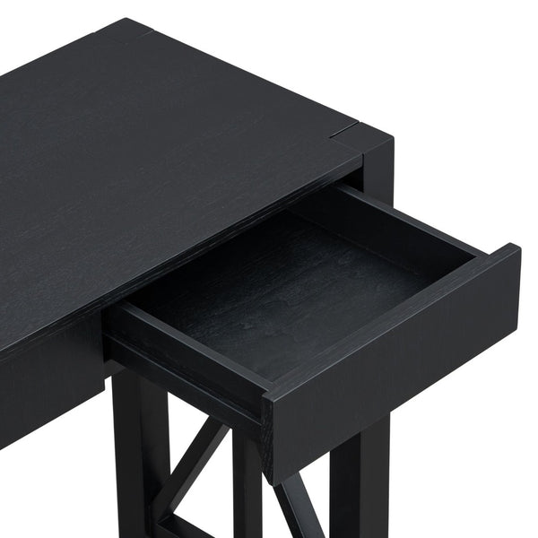 English Elm U_Style 60'' Acacia Veneer Console Table - Stylish X-Base With 4 Drawers & Open Shelf For Versatile Storage N711P289747B-GIGA