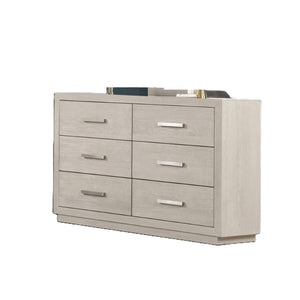 English Elm Dresser with Beveled Mirror Six Drawer Solid Acacia Light Gray Transitional Bedroom B2741S00859